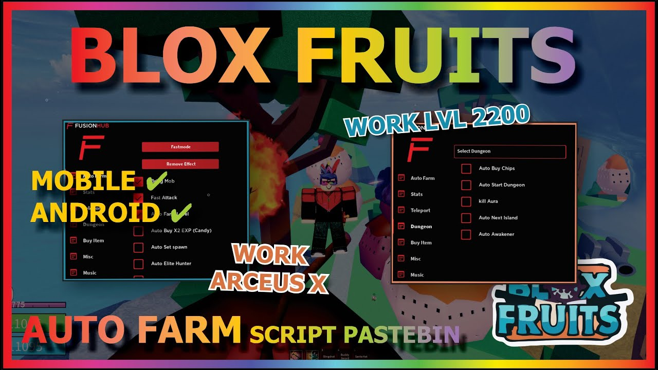 ROBLOX SCRIPT para BLOX FRUITS MOBILE, AutoFarm, Auto Raid - Arceus X ( Atualizado 2022) 
