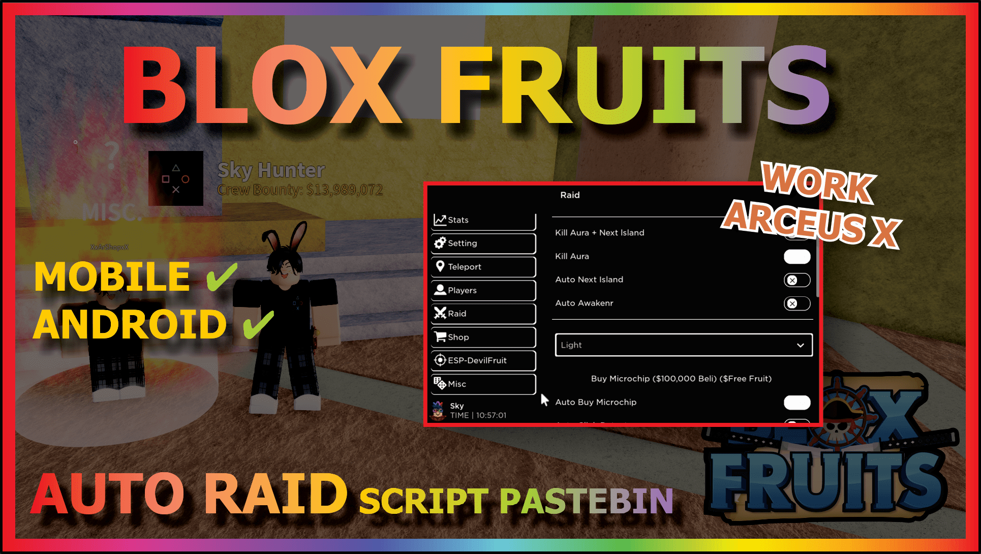x2Switch Hub Blox Fruits Mobile/PC Script - Arceus X