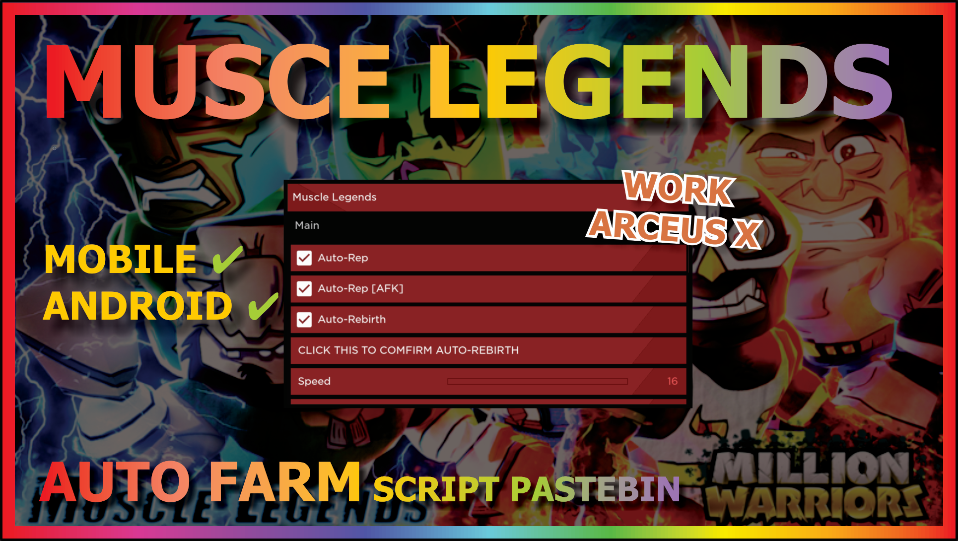 Muscle Legends: Redeem All Codes, Claim All Chests, Player Settings Scripts