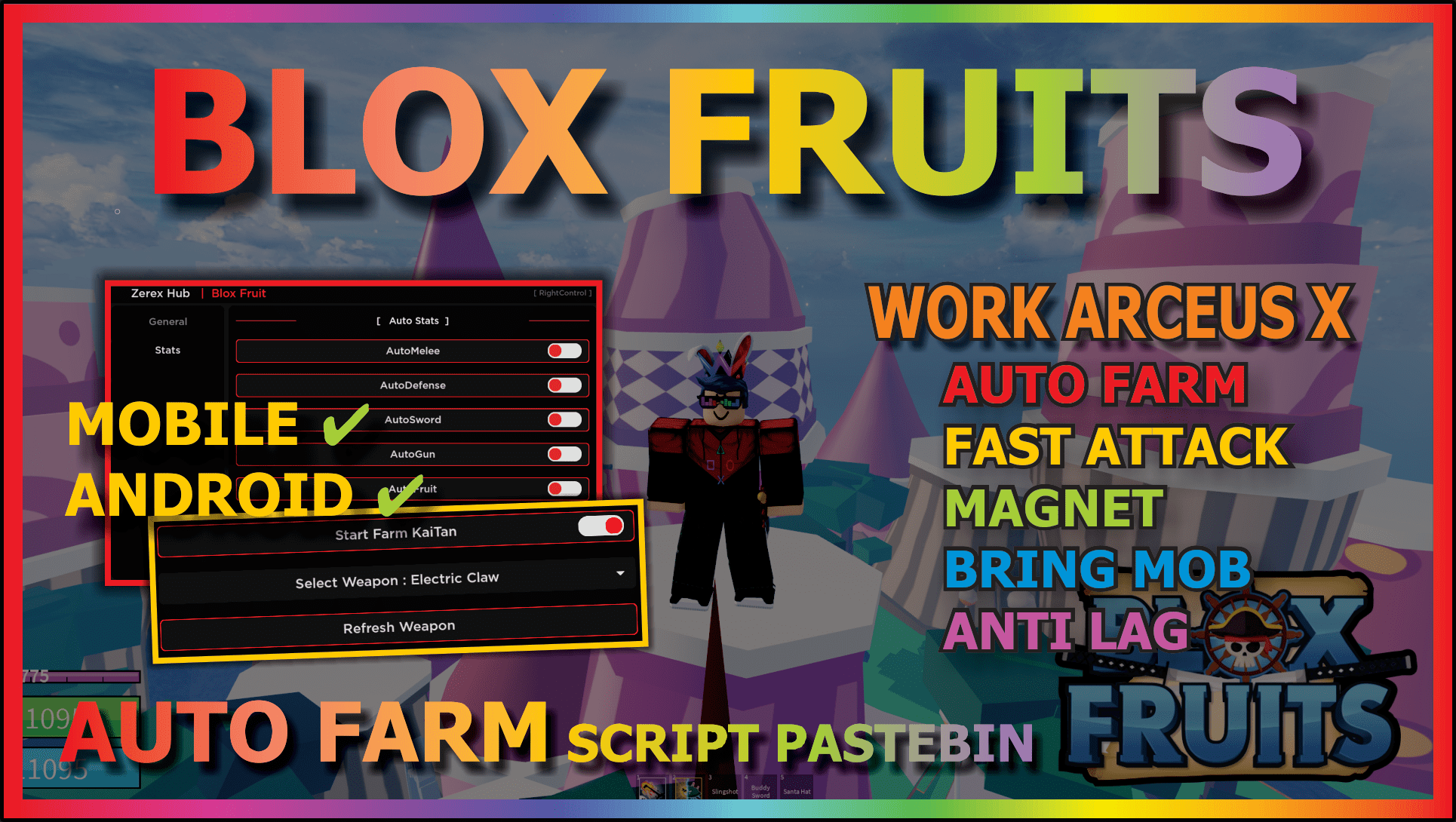Arceus x (Blox Fruit) auto farm script in mobile 