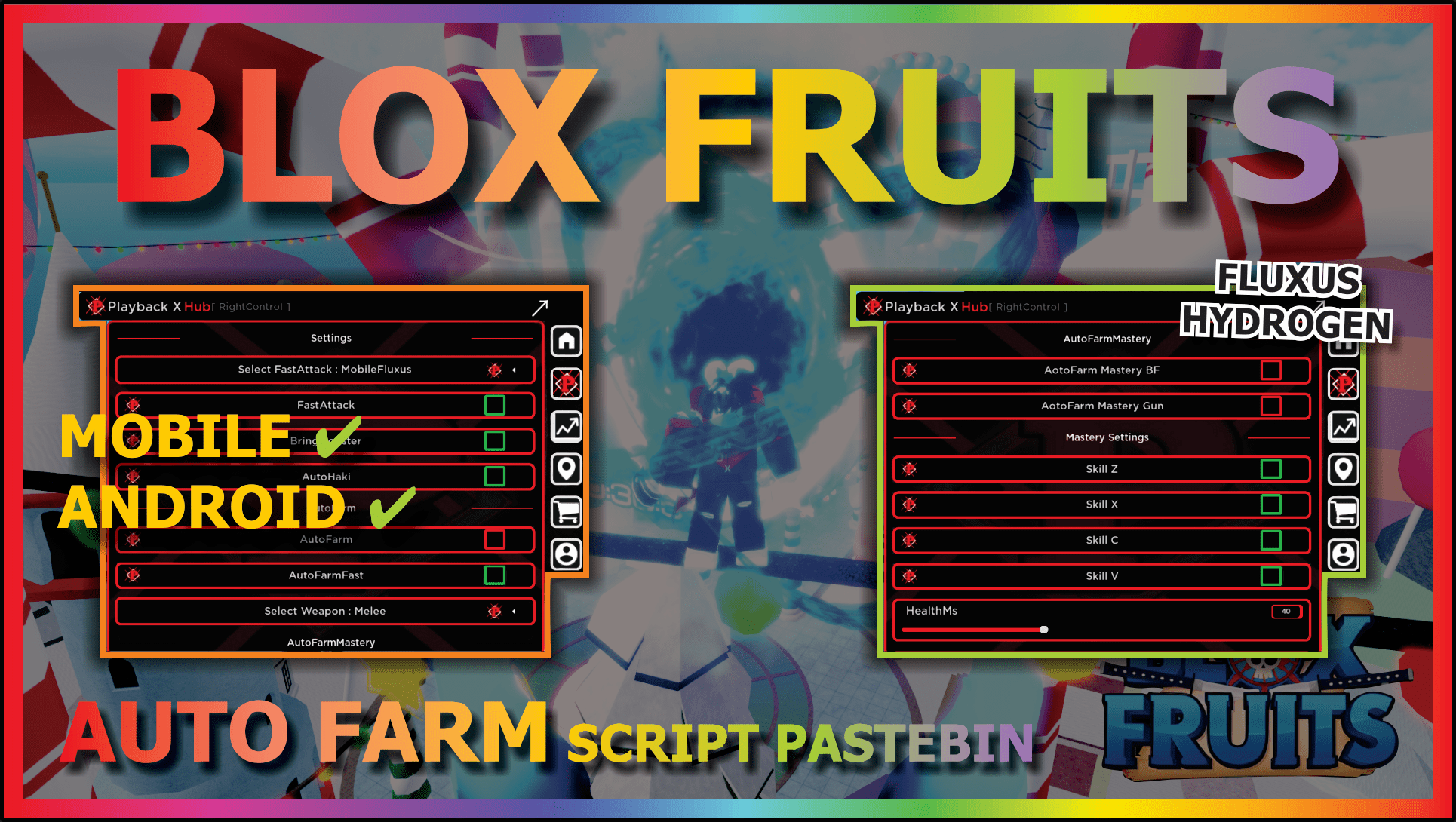 BLOX FRUITS Script, Playback X Hub, Auto Farm (NO LAG)