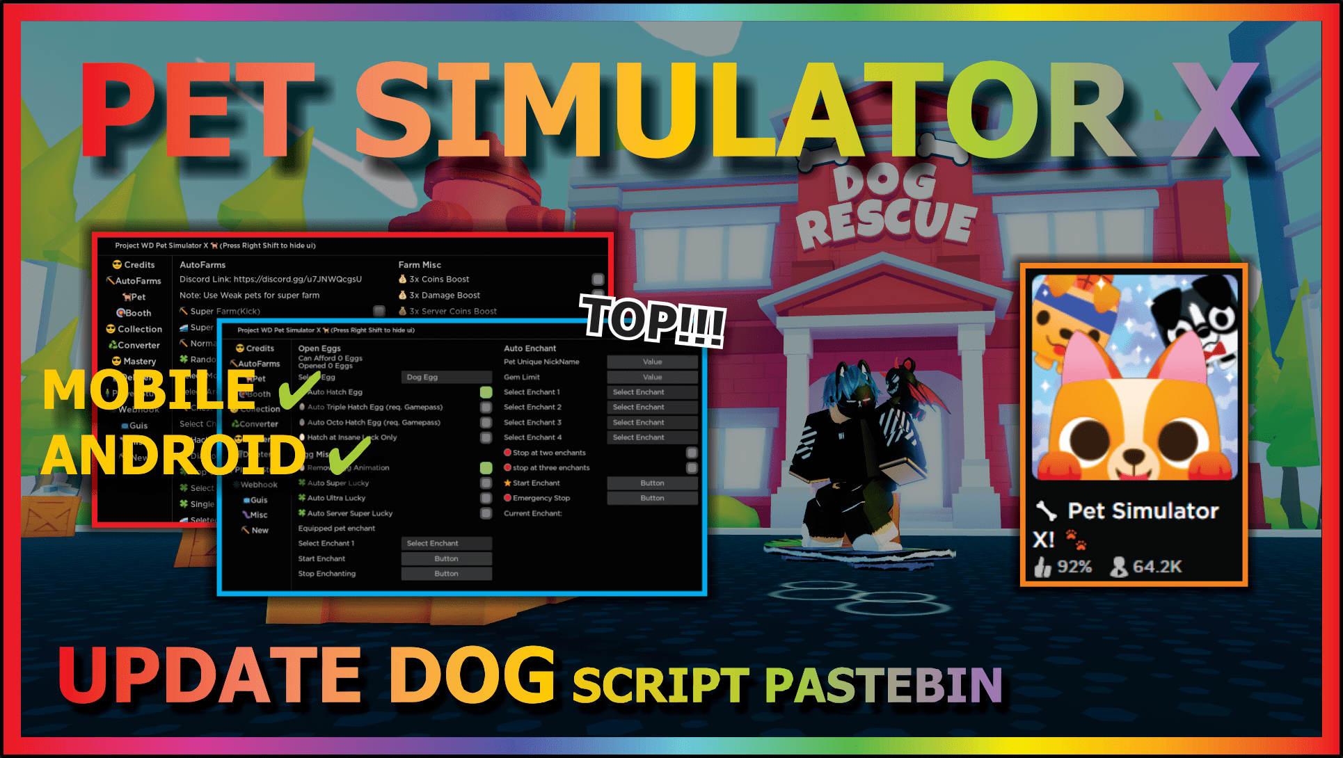 Pet Simulator X! Script - Free Gamepass, Dupe Pets (Visual Only), Autofarm,  Auto All Eggs, Auto Enchant - Roblox-Scripter