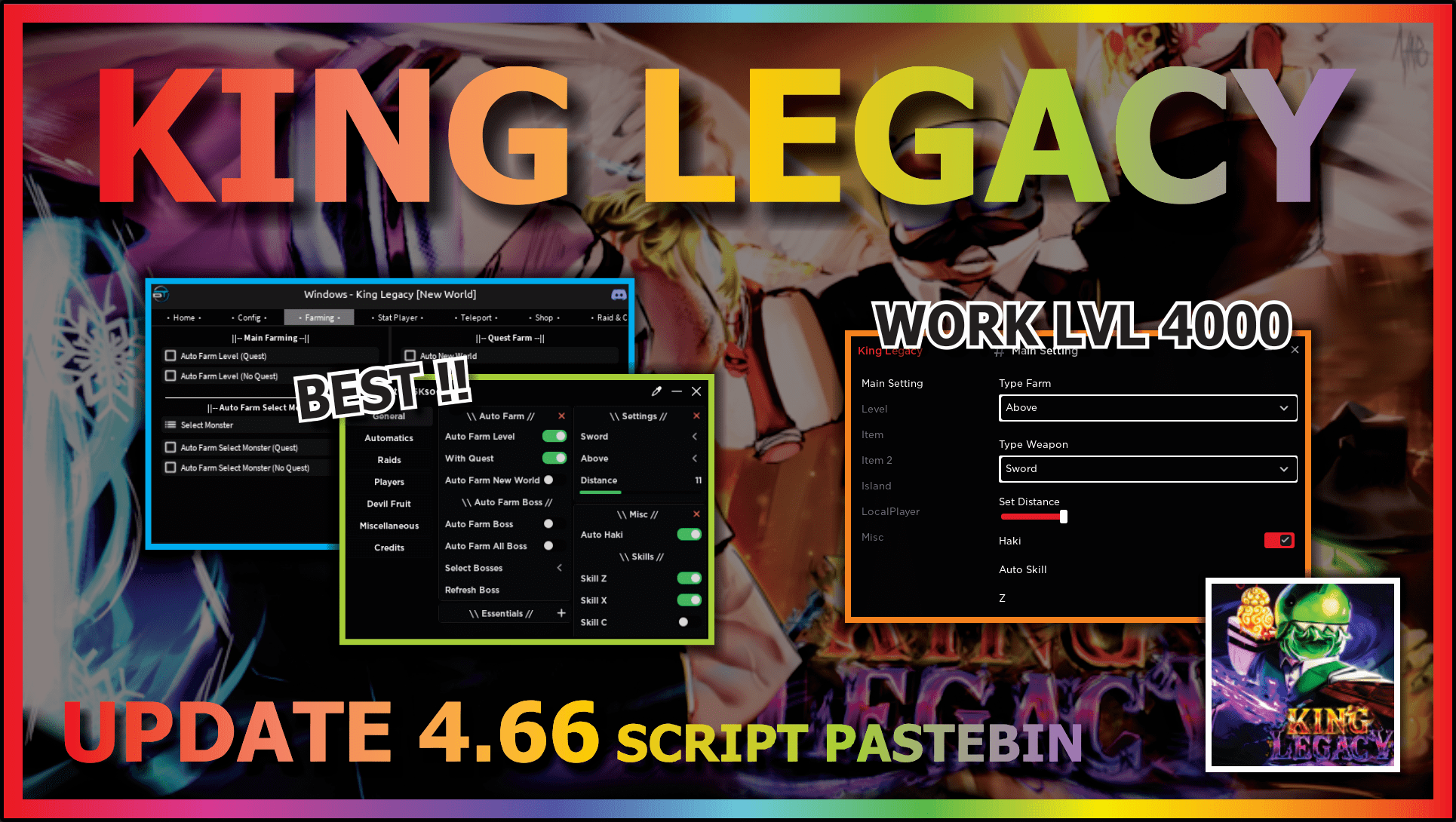 KING LEGACY Script mobile UPDATE 4.7 AUTO FARM (WORK LEVEL 4000