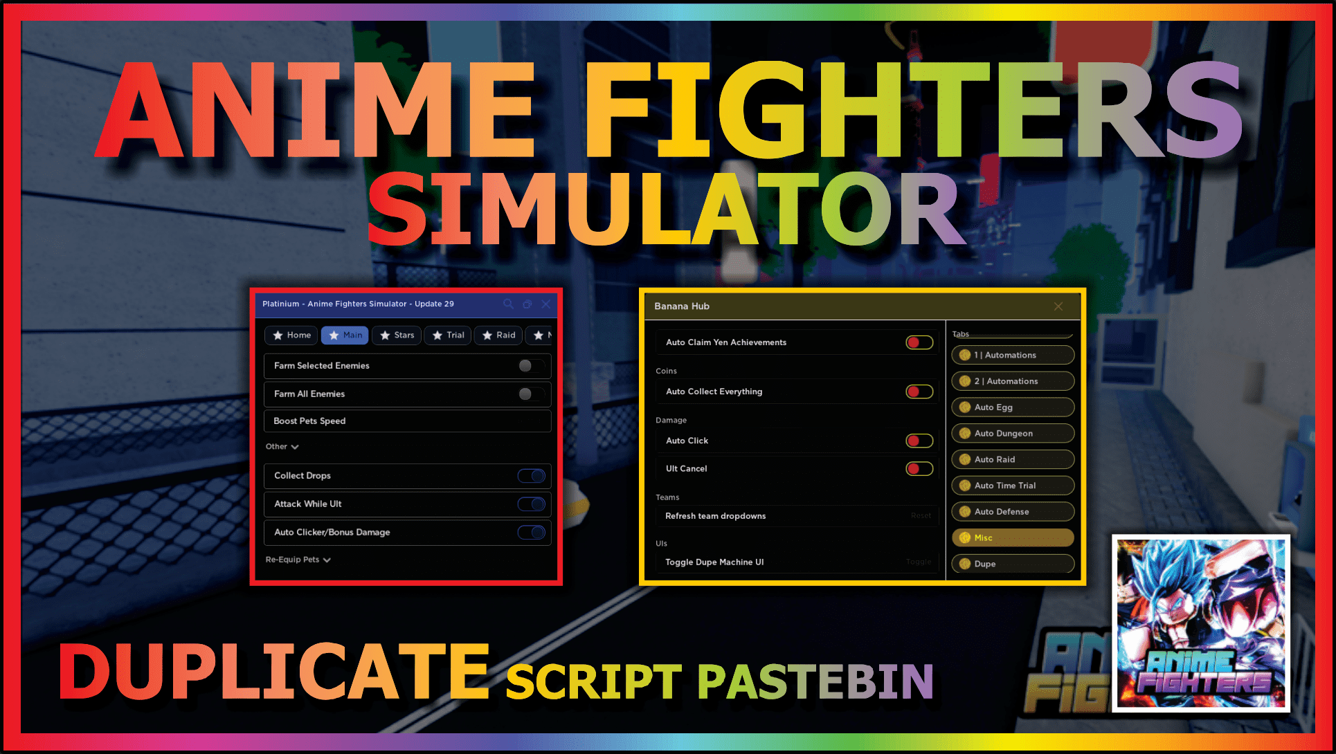 Anime Fighters Simulator Script  All Good GUIs In One Script in