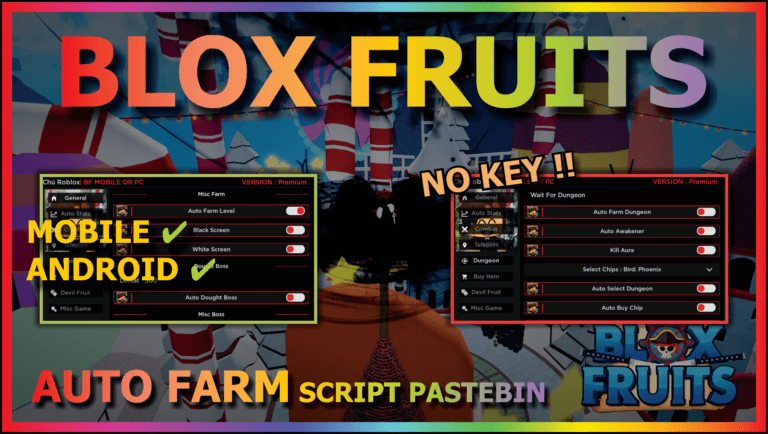 Blox Fruit Script GUI (Mobile/PC) Autofarm, Autoraid, Auto bounty