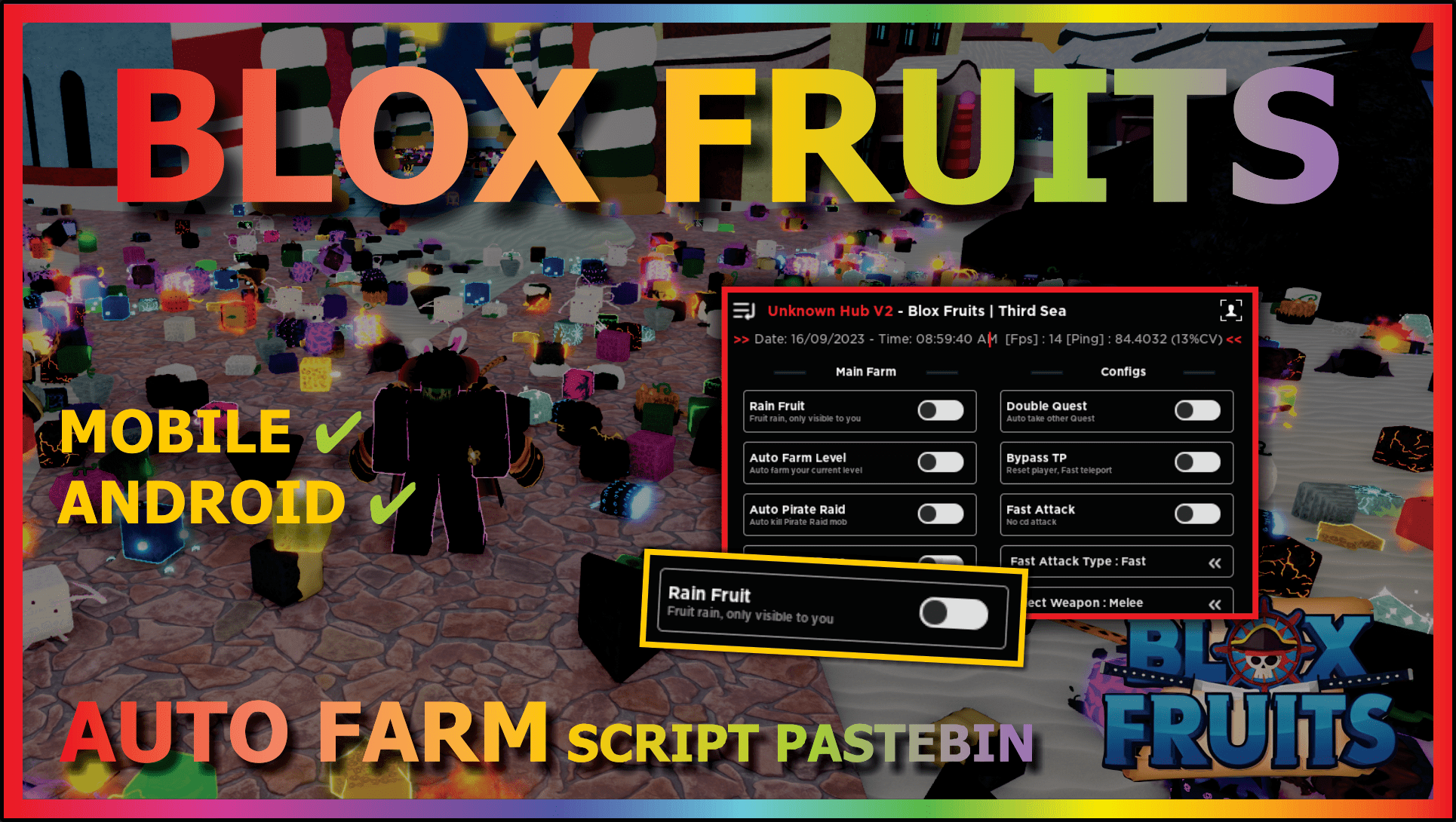 BLOX FRUITS Script Pastebin 2023 UPDATE 19 AUTO FARM, FAST ATTACK, MASTERY, AUTO RAID