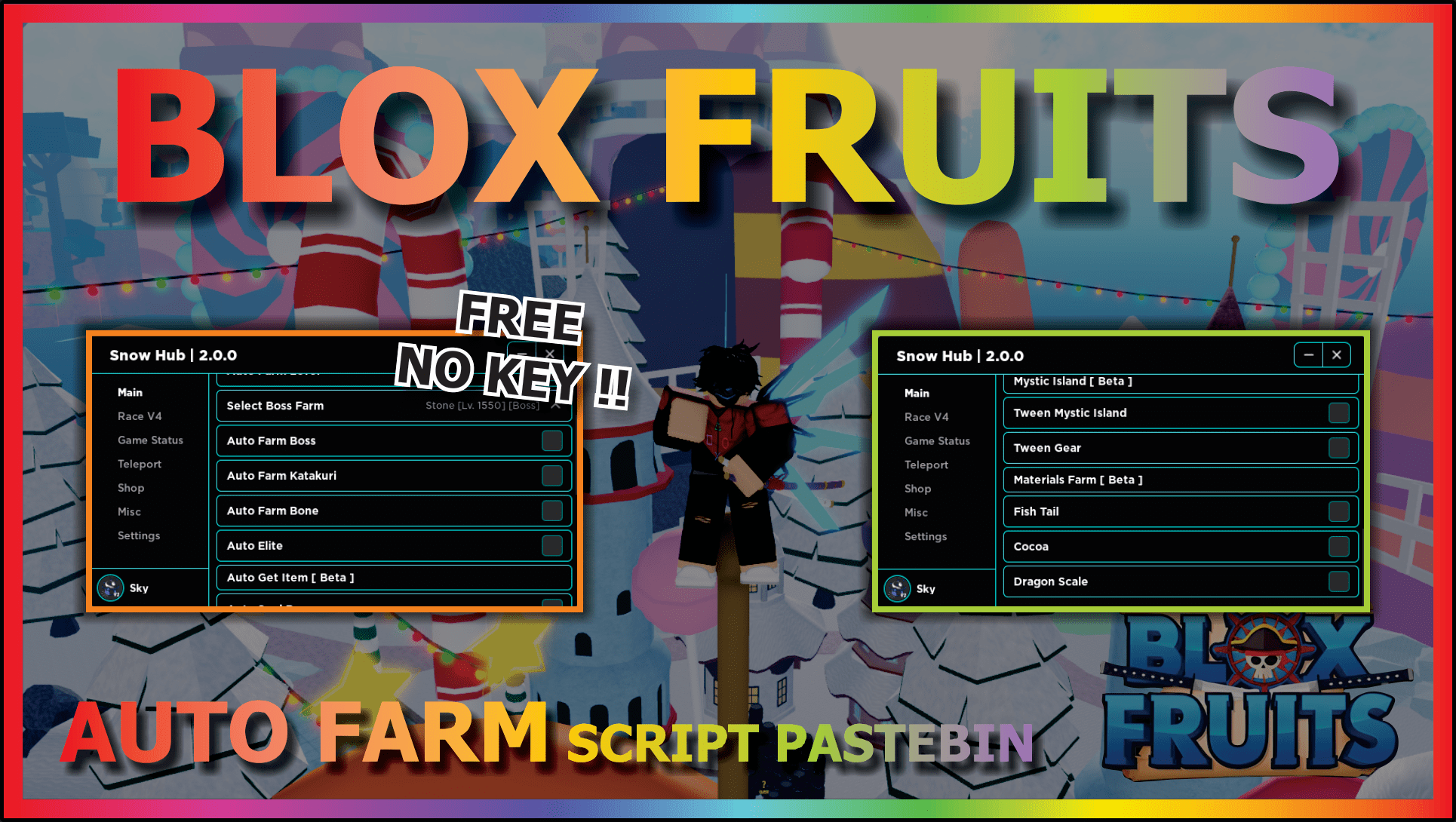 Script Blox Fruit No Key FRUIT RAIN & AUTO FARM, HOHO HUB V3, MOBILE/PC, AUTO RAID