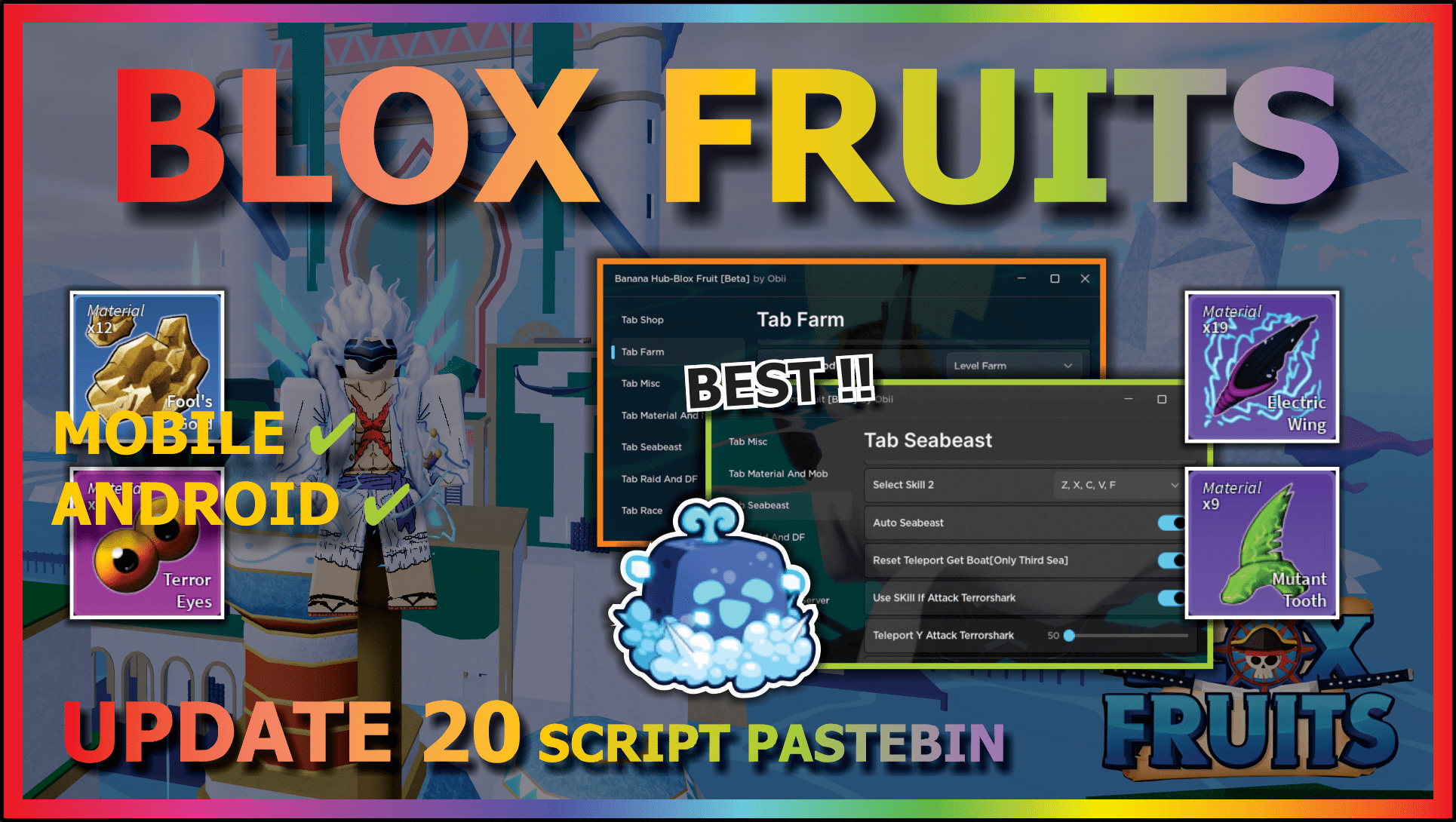 BLOX FRUITS Script Mobile UPDATE 20 AUTO FARM LVL 2550