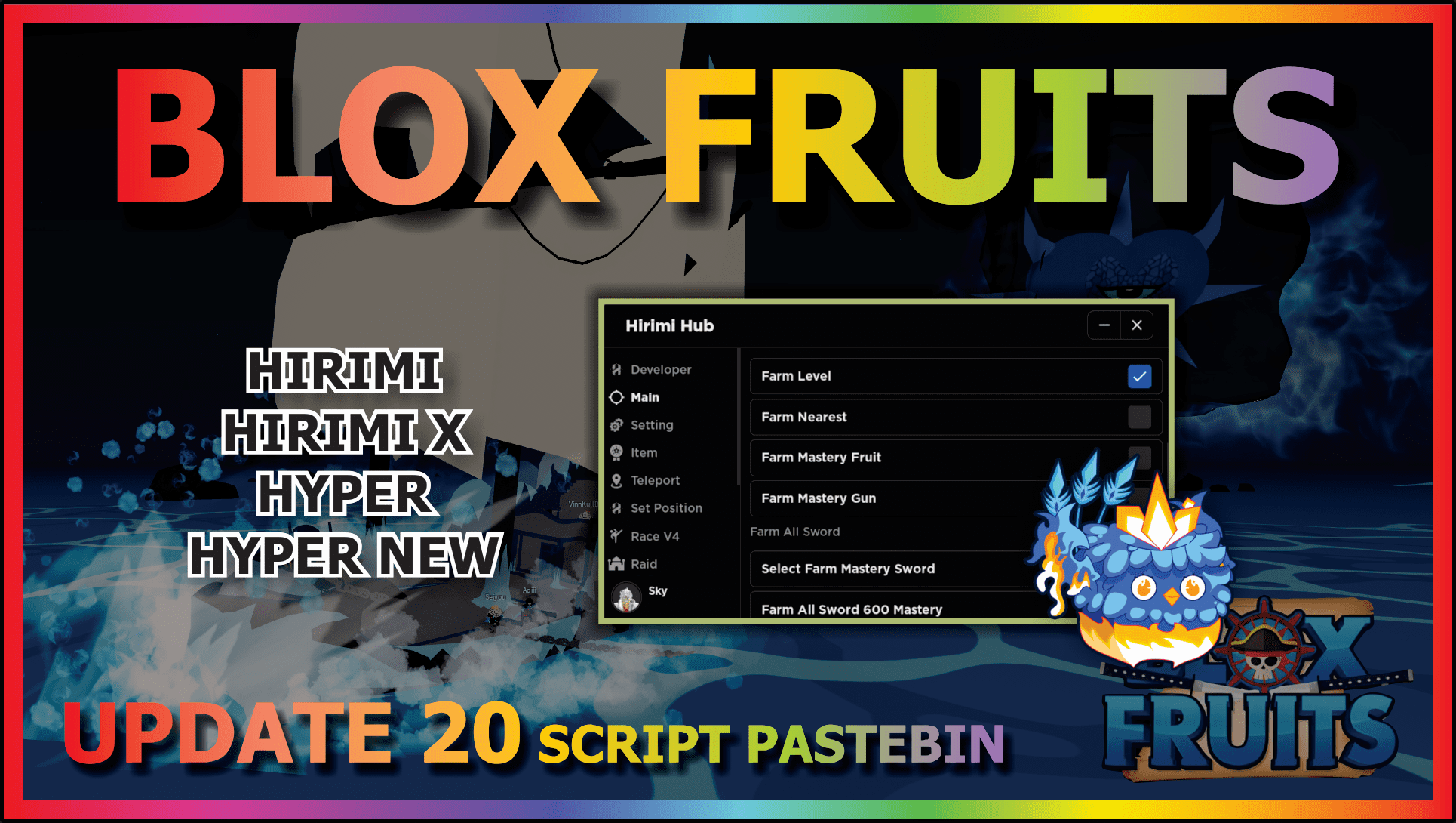 BLOX FRUITS Script Pastebin 2023 UPDATE 20 AUTO FARM LVL 2550