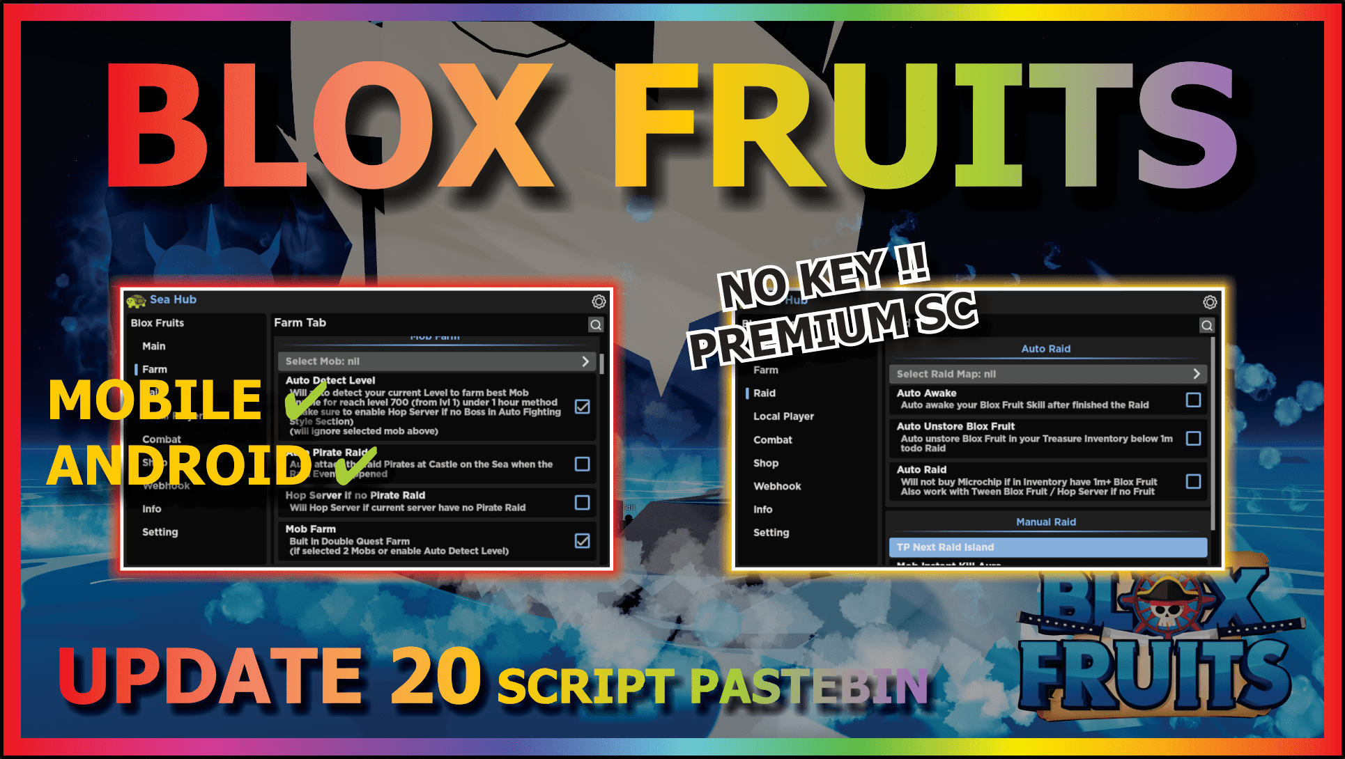 BLOX FRUITS Script Pastebin 2023 UPDATE 20 AUTO FARM LVL 2550