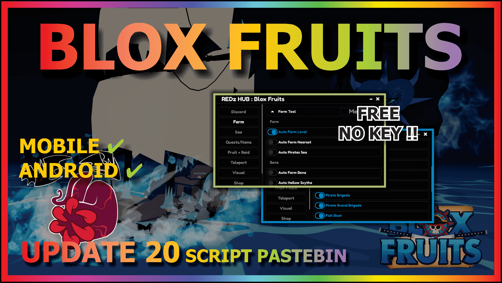 Blox Fruits [GUI - Auto Farm Level, Auto Farm Mastery & More!] Scripts