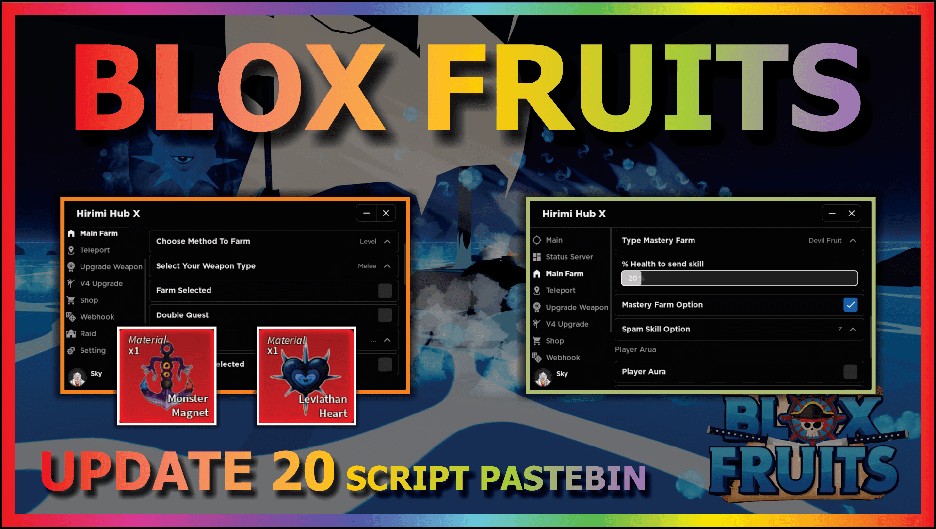 BLOX FRUITS Script Pastebin 2023 UPDATE 20 AUTO FARM LVL 2550