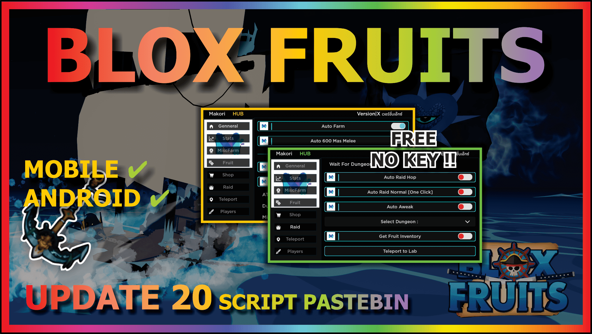 Script Blox Fruit Mobile No Key KITSUNE UPDATE AUTO FARM, FRUIT MASTERY, RAID
