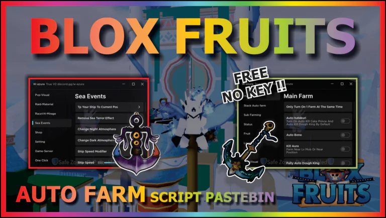 [AZURE V2 HUB] BLOX FRUITS – AUTO FARM | SEA EVENT | KITSUNE | THE BEST TOP