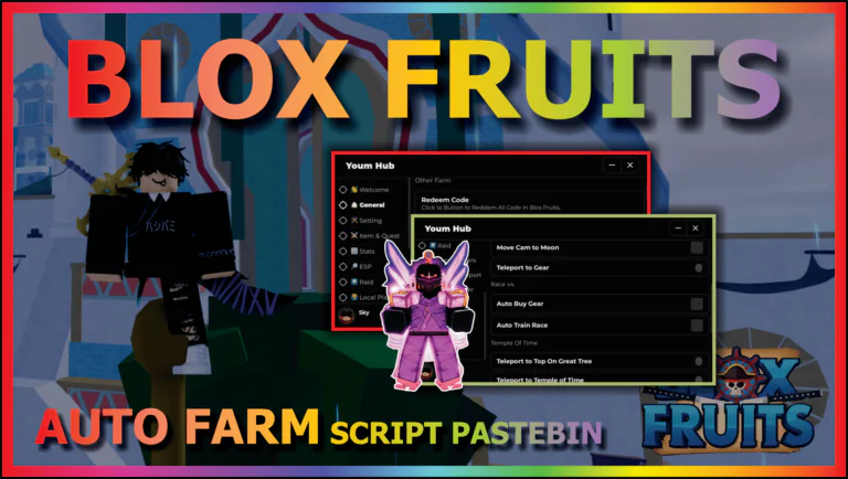 [YOUM HUB] BLOX FRUITS – AUTO FARM | AUTO RACE V4 + PVP | MASTERY FARM | AUTO RAID (TOP)