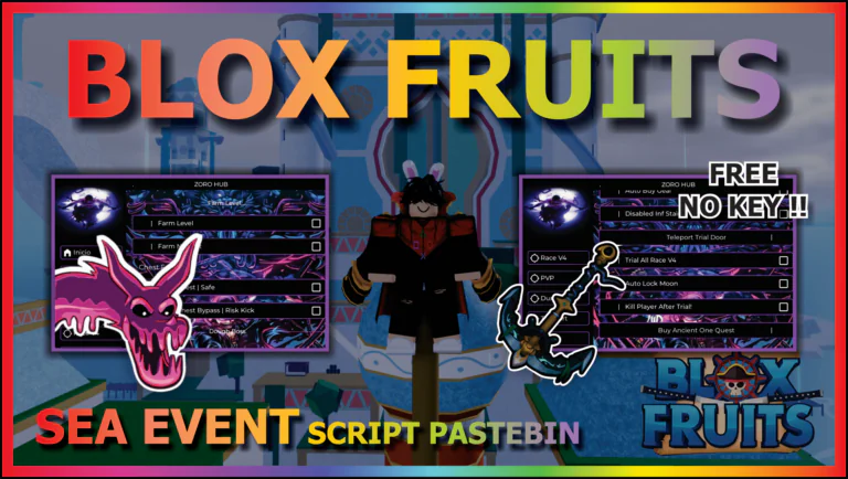 [ZORO HUB] BLOX FRUITS – AUTO FARM | SMOOTH | AUTO SEA EVENT | RAID | MASTERY (NO KEY)